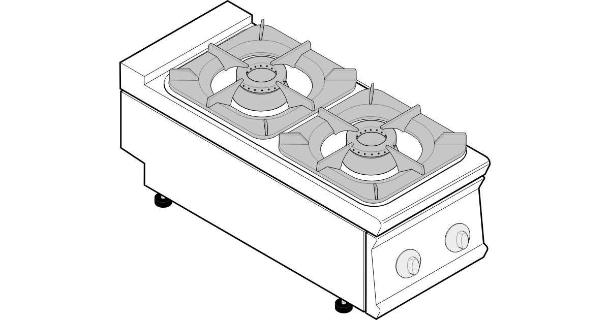 FNQ7YGX- piano cottura 75x50 Tecnogas griglie ghisa