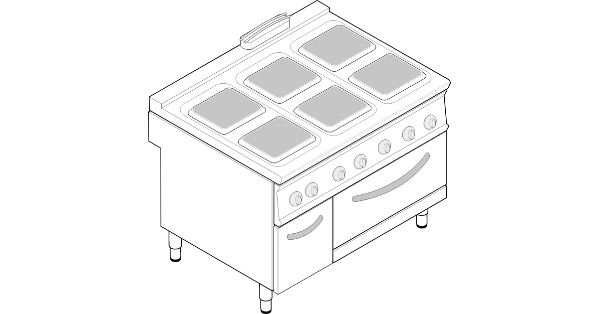 CUCINA ELETTRICA 6 PIASTRE QUADRE ERMETICHE CON FORNO ELETTRICO