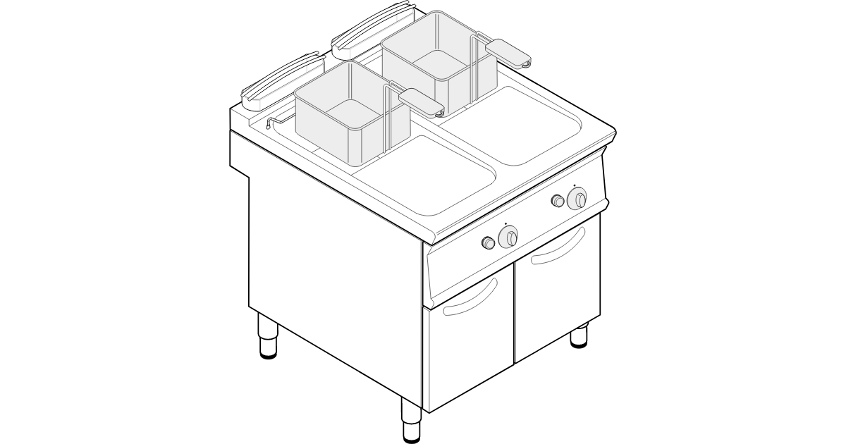 Freestanding 17 17lt Gas Fryer With In Tank Heat Exchangers On Closed Cabinetwith Baskets Lid And Oil Draining Tankincluded Tecno74 Tecnoinox