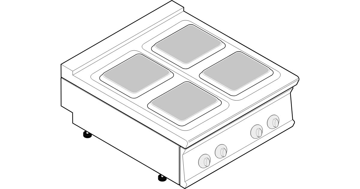 4 SQUARE HERMETIC HOT PLATES ELECTRIC BOILING TOP